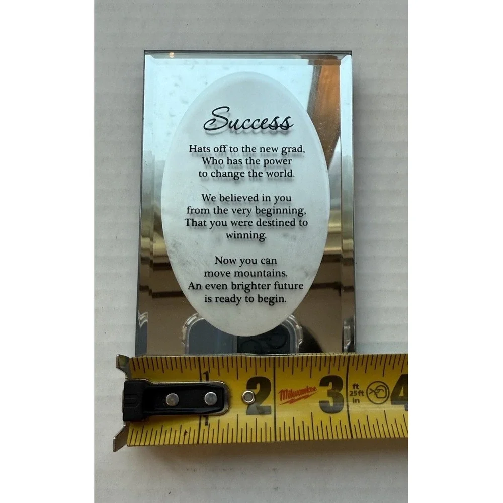 Glass Plaque Success‎ Graduation Gift Desk Decor Mirrored 3x5